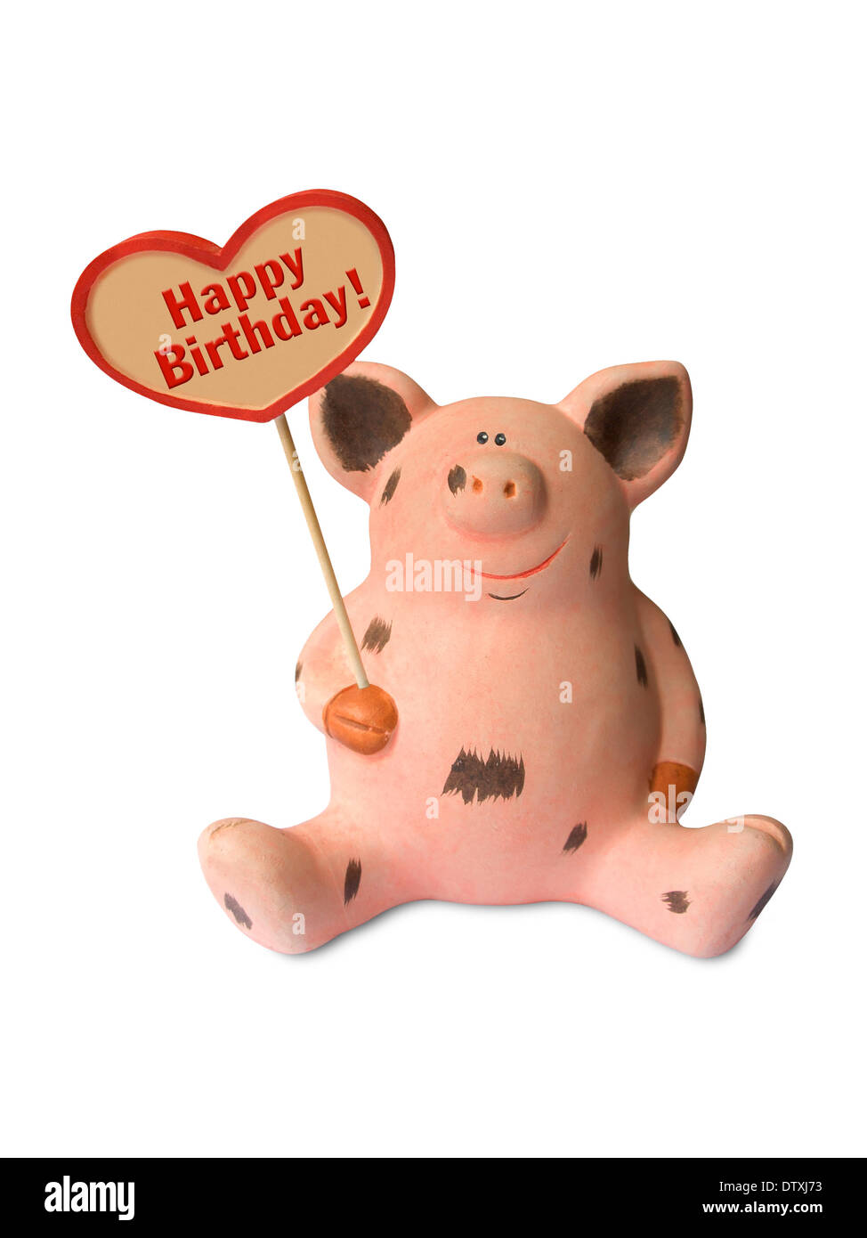 Funny Pig Avec Coeur Joyeux Anniversaire Photo Stock Alamy