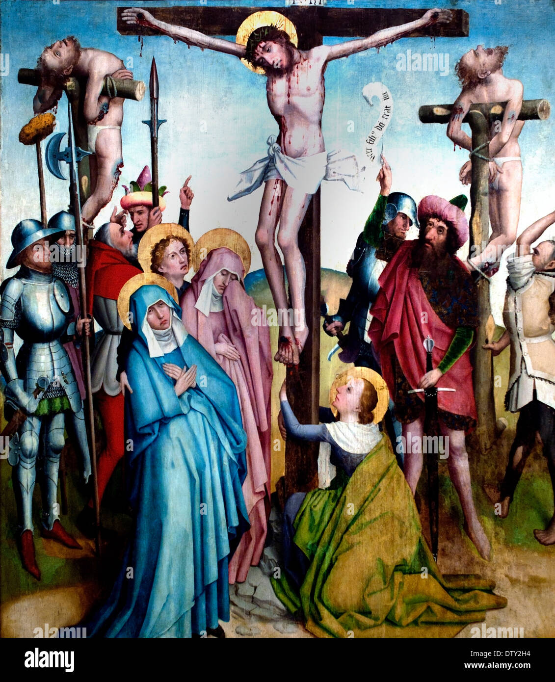 La Crucifixion du maître autel 1450/60Sterzinger aile Allemand Allemagne Banque D'Images