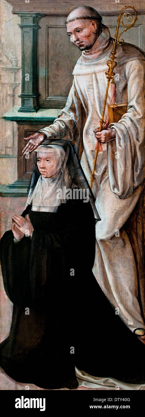 Le Saint Servatius avec abbesse 1530 Niederländischer Meister Maître Néerlandais Pays-Bas Banque D'Images