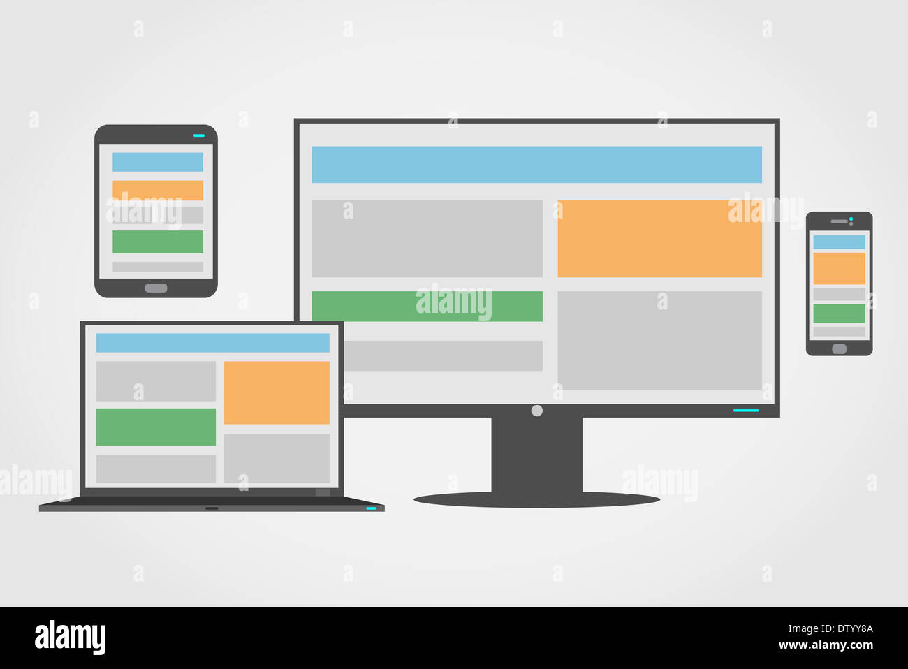 Icon Set de responsive web design et d'adaptation sur différents périphériques. Banque D'Images