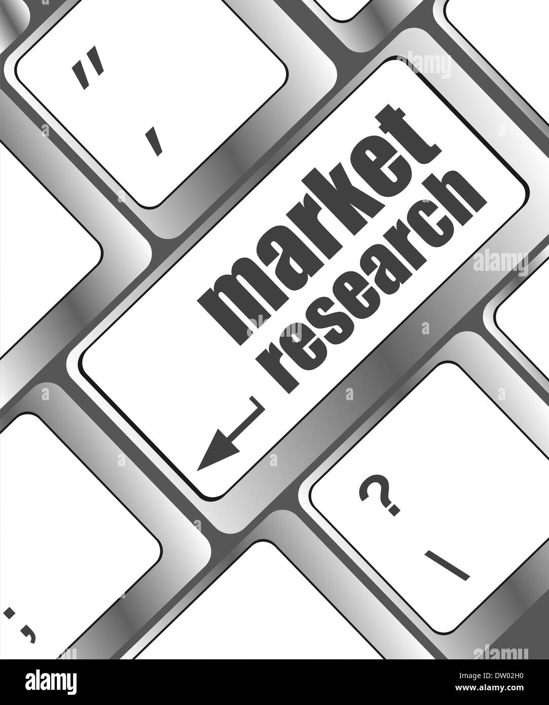 La recherche de marché sur clavier bouton word Banque D'Images
