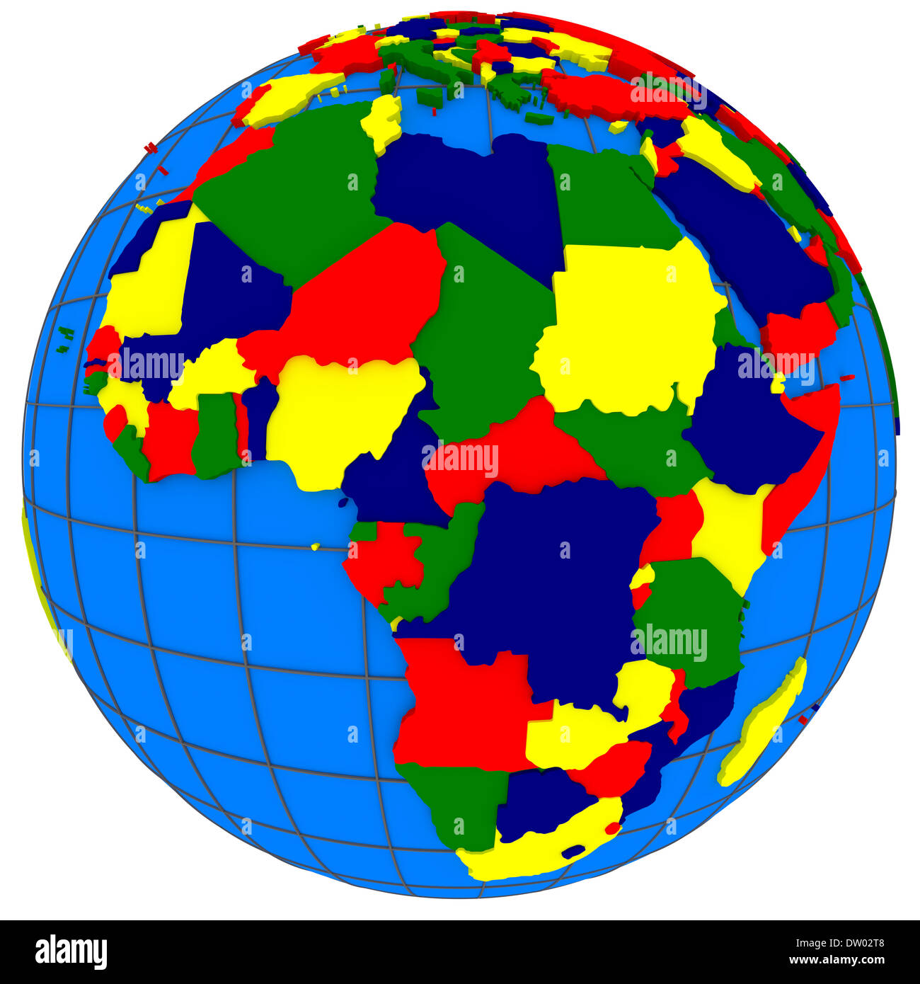 L'Afrique, carte politique du monde avec les pays en quatre couleurs, isolé sur fond blanc. Éléments de cette image fournie par la NASA Banque D'Images