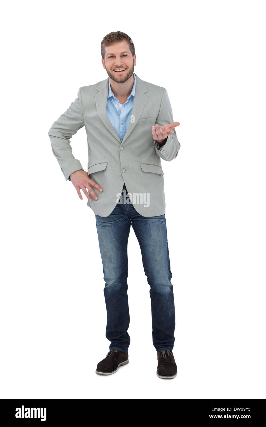 L'homme élégant smiling and gesturing Banque D'Images