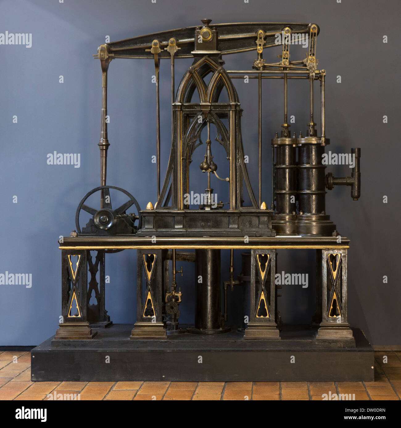 19ème siècle ancien style machine à vapeur de Newcomen en 1830, l'archéologie industrielle MIAT museum, Gand, Belgique Banque D'Images