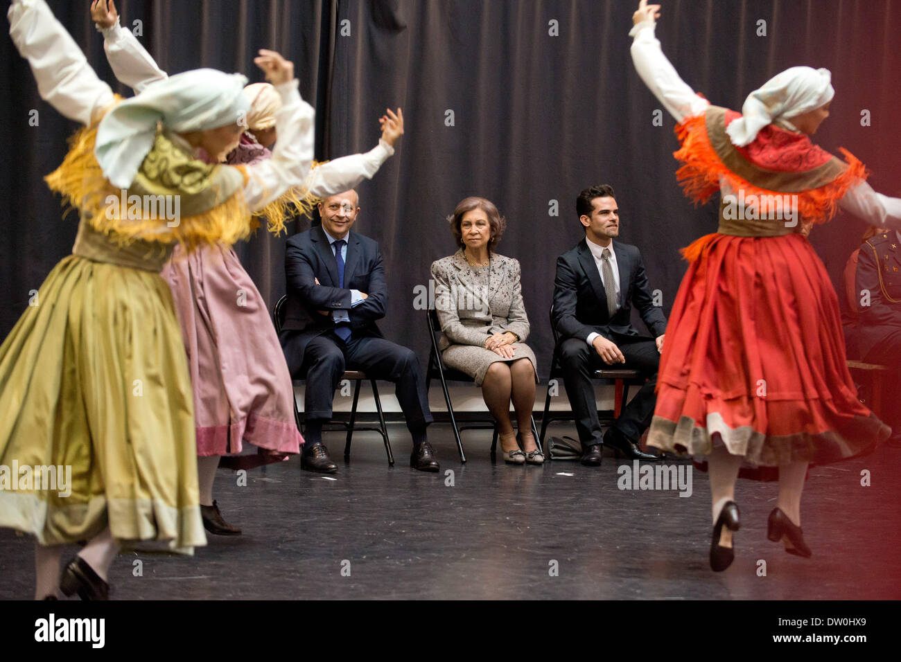 Madrid, Espagne. Feb 24, 2014. La Reine Sofia d'Espagne et du Ballet National d'visites Spanish National Dance Company à Naves del Matadero, 24 février 2014 à Madrid, Espagne. © Oscar Gonzalez/NurPhoto ZUMAPRESS.com/Alamy/Live News Banque D'Images