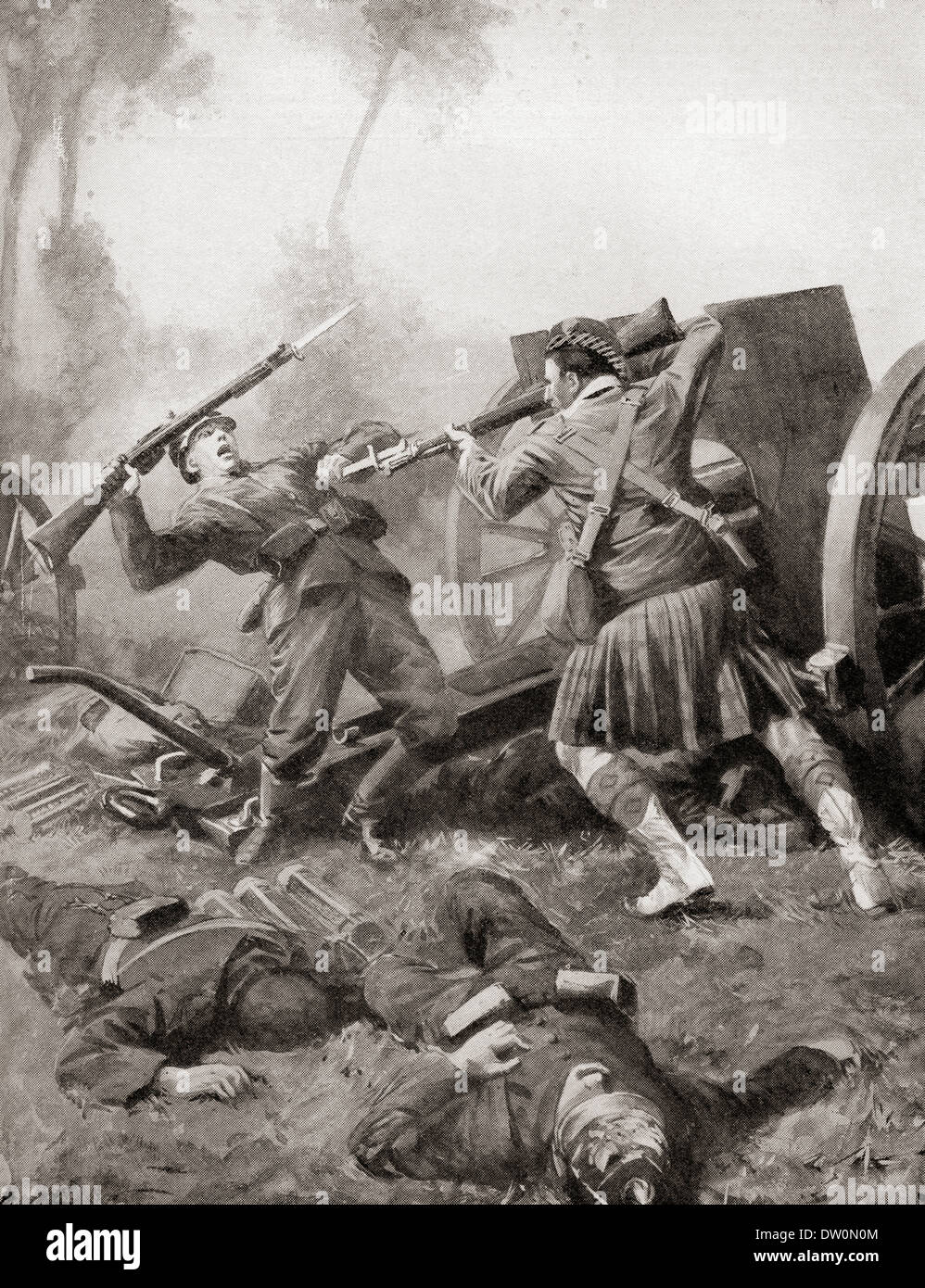 Le soldat George Wilson saisit une seule arme Maxim allemand durant la PREMIÈRE GUERRE MONDIALE. Banque D'Images