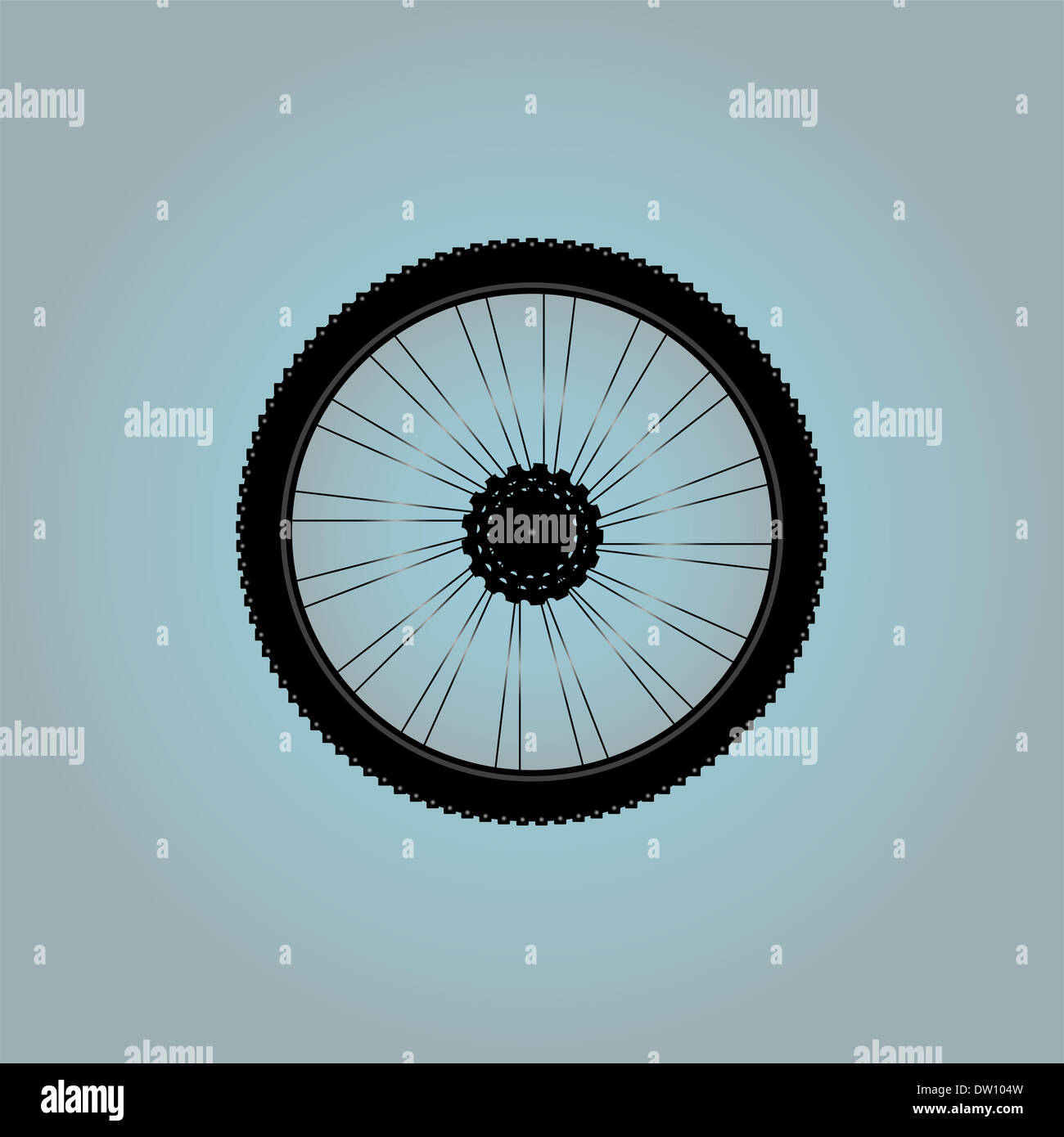 Silhouette d'une roue de vélo Banque D'Images