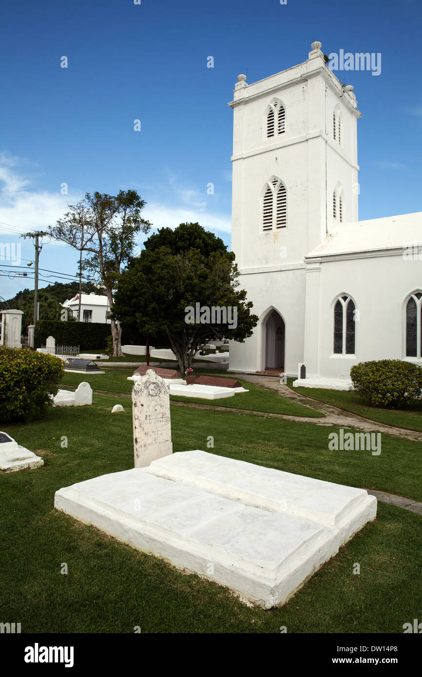 St John's Anglican Church Pembroke Parish, Hamilton Bermudes, l'une des plus anciennes églises paroissiales aux Bermudes Banque D'Images