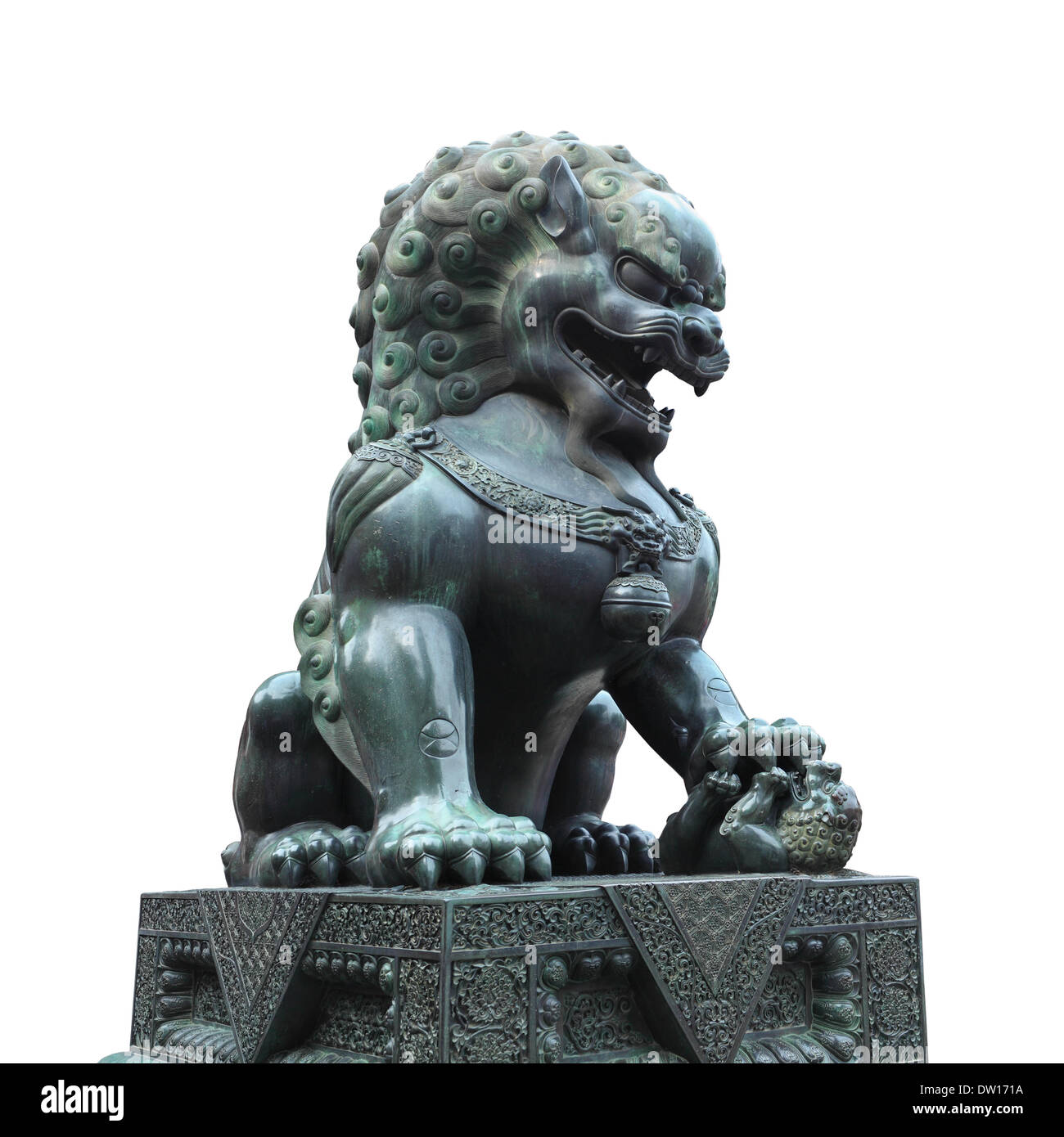 Isolé de lion en bronze Banque D'Images