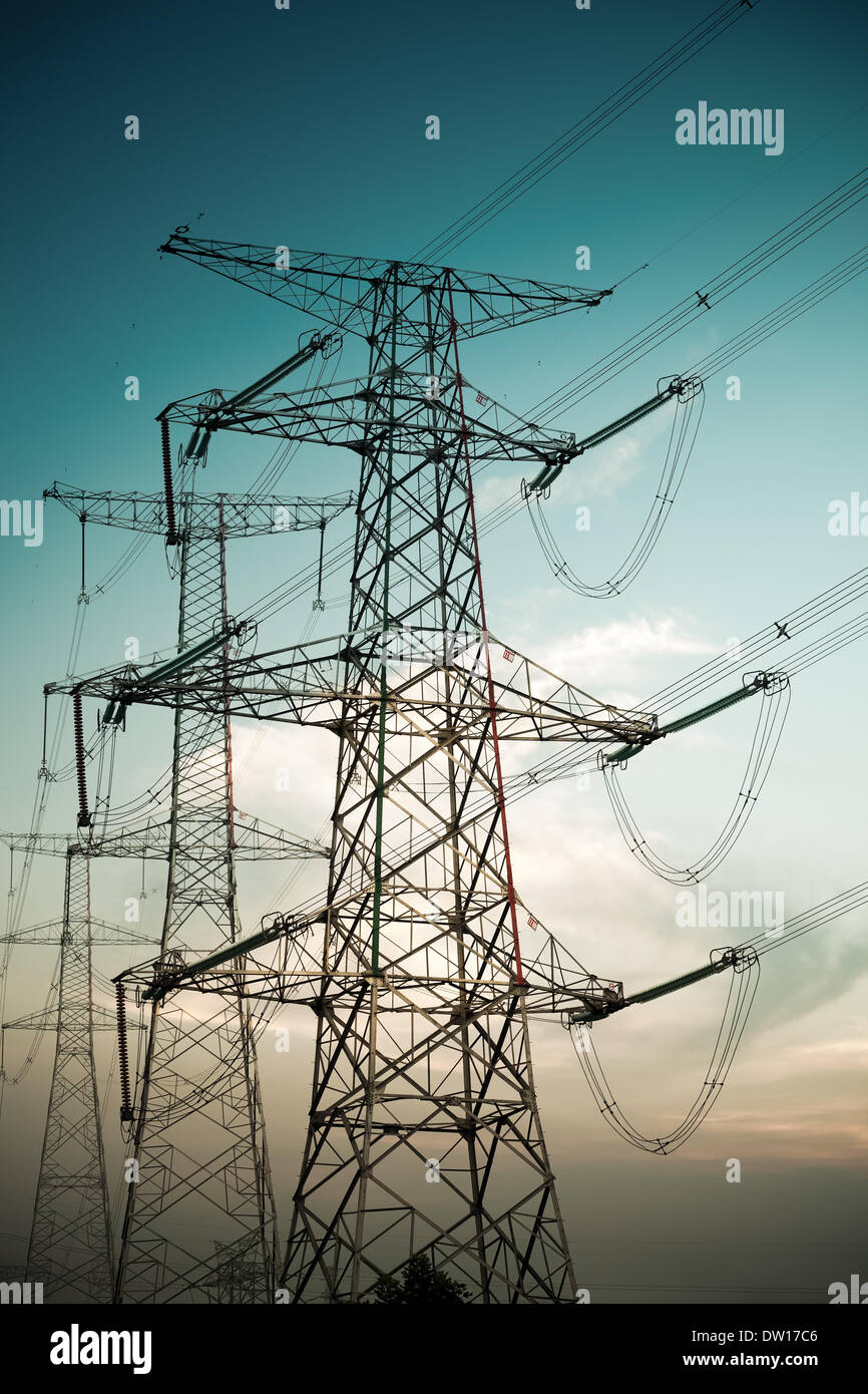 Pylône à haute tension Banque D'Images