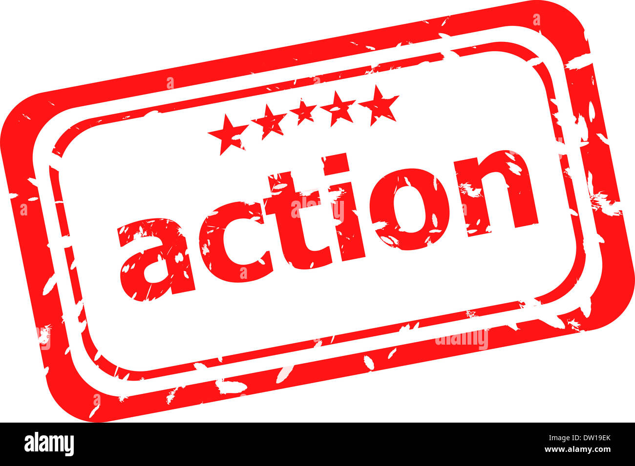 Timbres en caoutchouc rouge avec mot d'action Banque D'Images