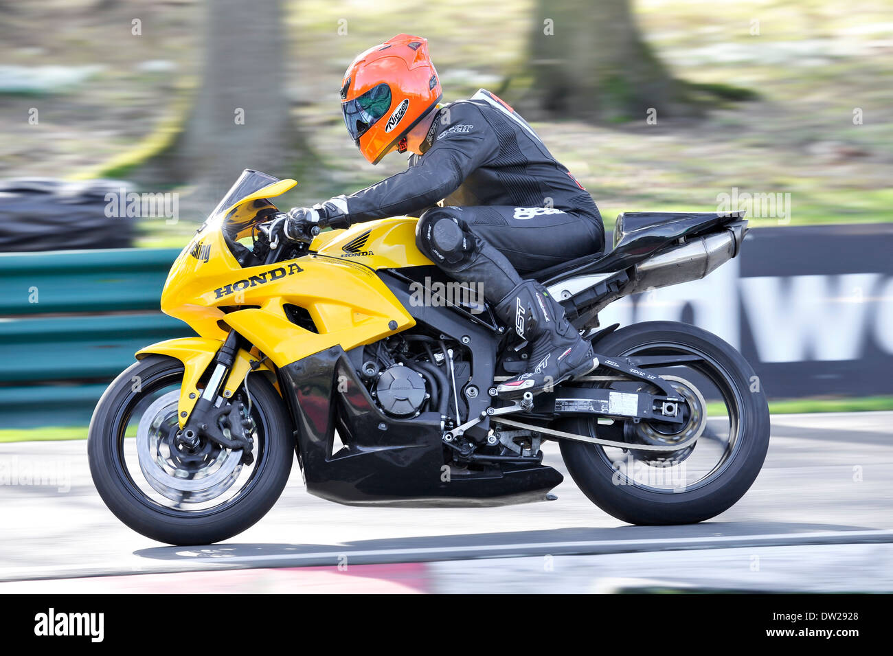 Moto sur la voie, Cadwell Park, Lincolnshire, Royaume-Uni. Banque D'Images