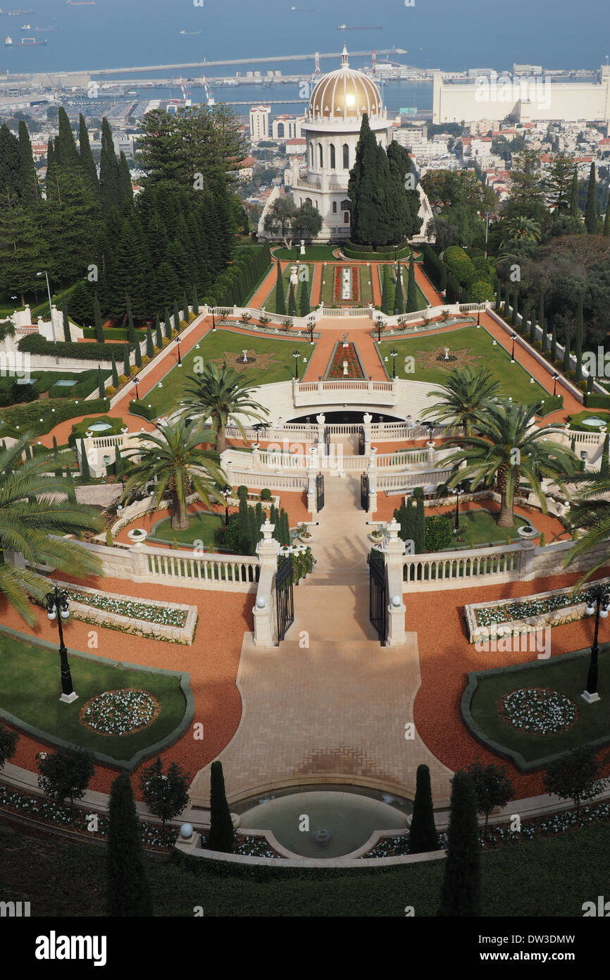 Sanctuaire Bahai et les jardins de Bahai Haïfa Site du patrimoine mondial de l'UNESCO Banque D'Images