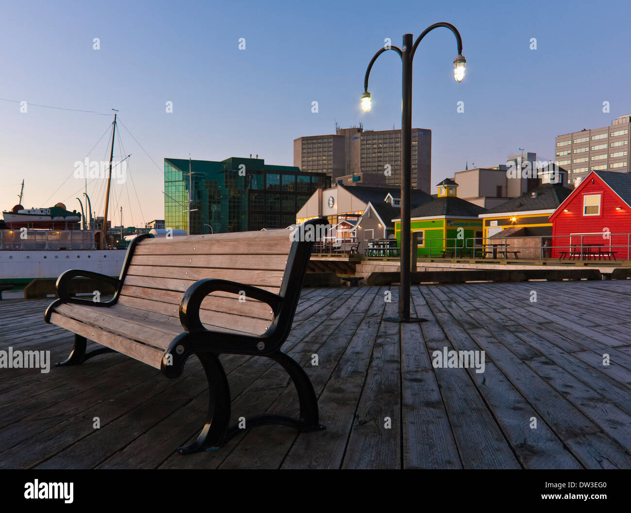 Tôt le matin à le front de mer d'Halifax, Nouvelle-Écosse, Canada Banque D'Images