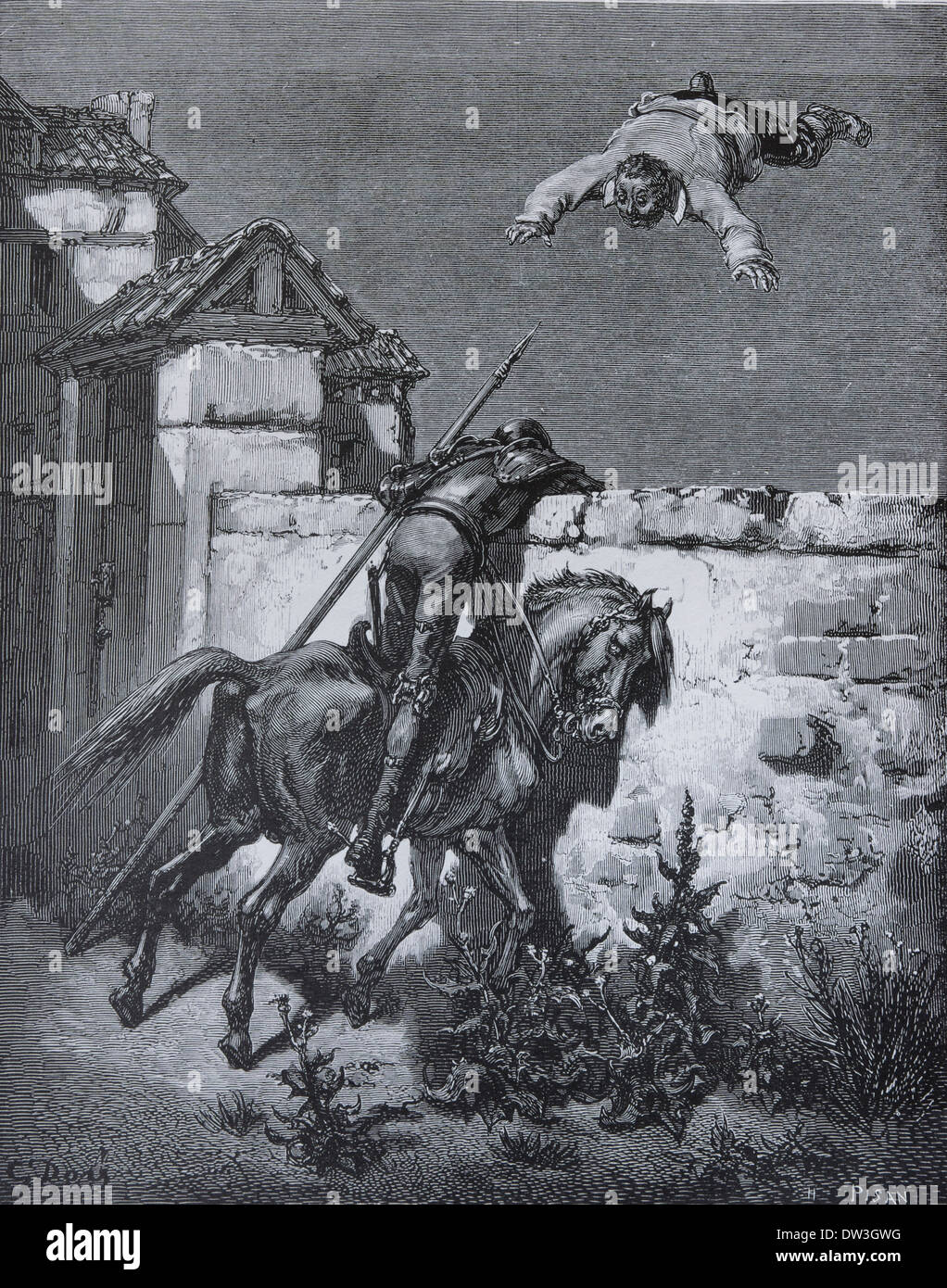 Don Quichotte de Miguel de Cervantes. Don Quichotte est remonstraces n'influence minimum serious. Partie I, 17. Illustré par Boucher Banque D'Images