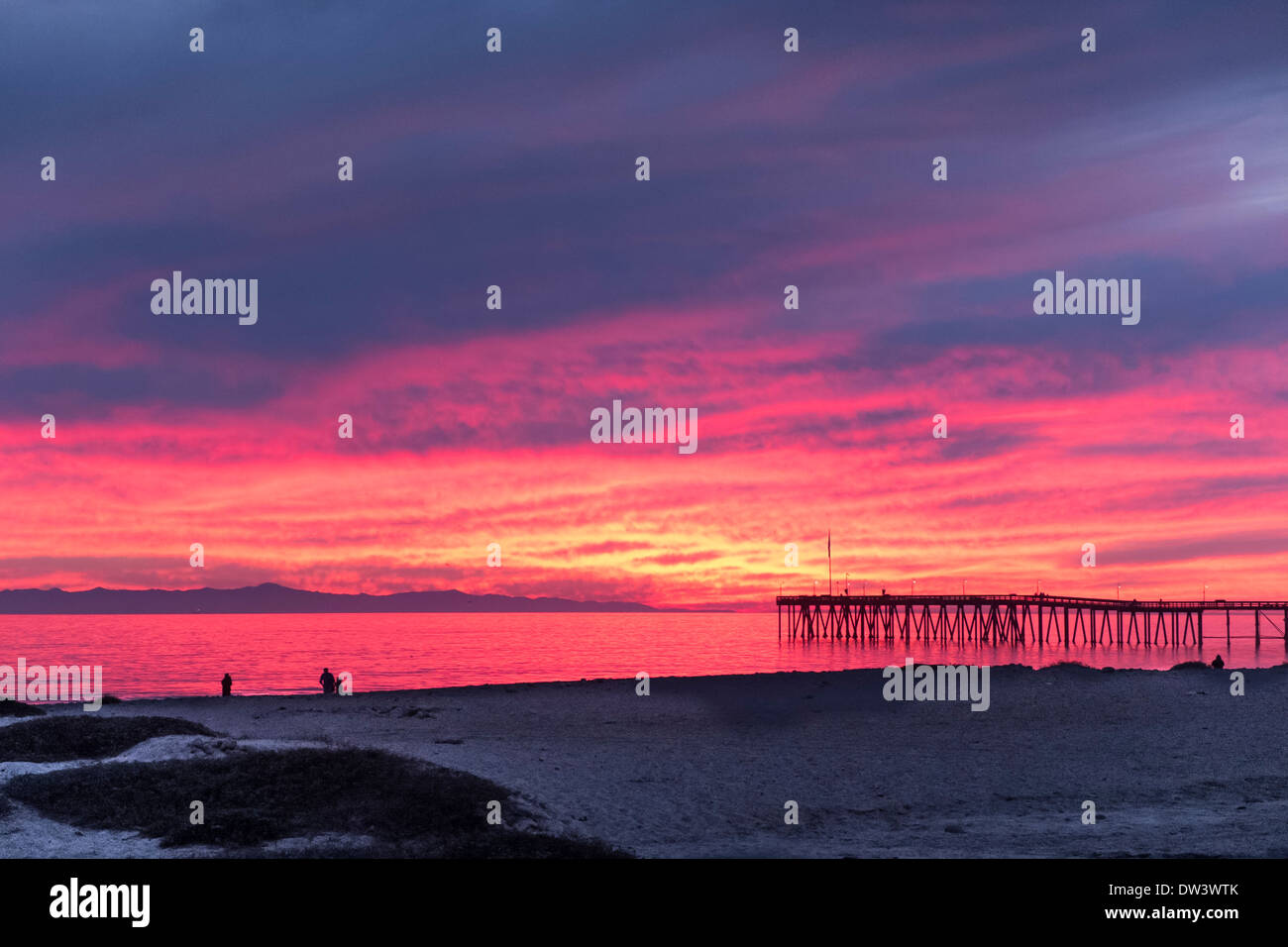 United States, California, Ventura, Pier, coucher du soleil Banque D'Images