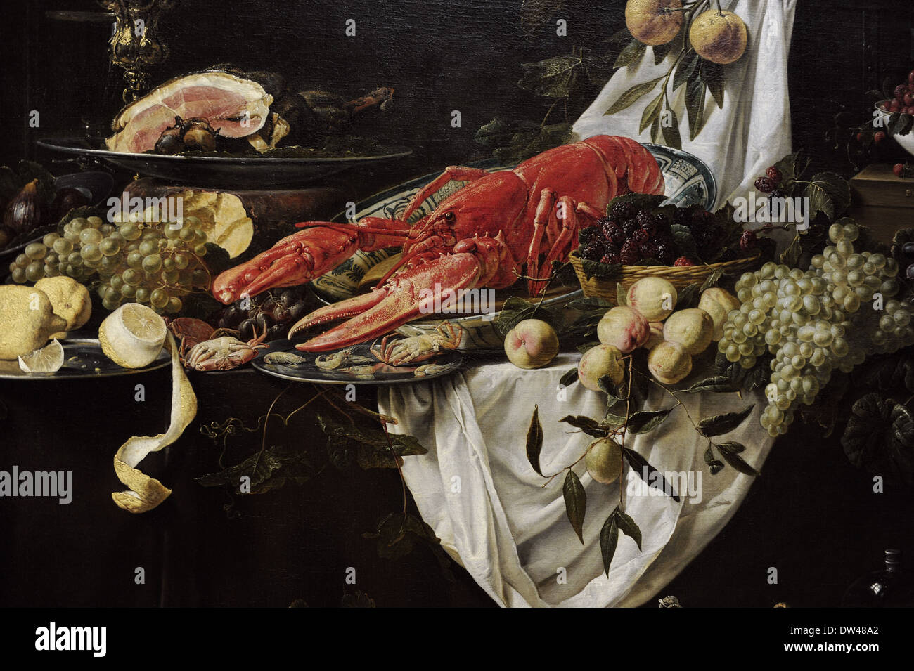 Adriaen van Utrecht (1599-1651/52). Peintre flamand. La vie, toujours Banquet 1644. Détail. Rijksmuseum. Amsterdam. La Hollande. Banque D'Images
