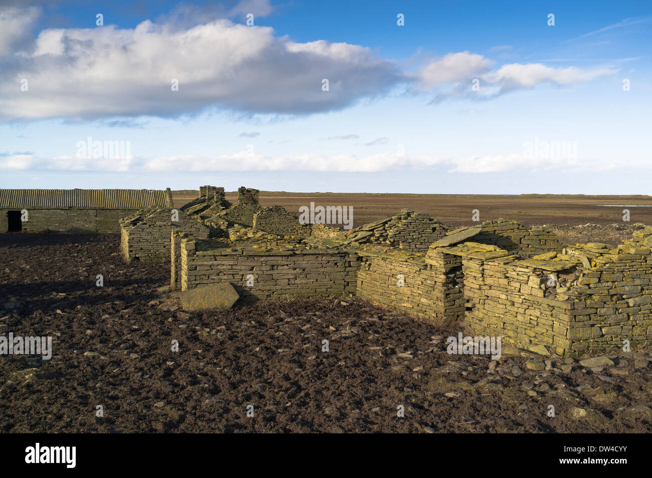 dh SANDAY ORKNEY ruinait la pierre abandonnée croft ferme cottage ruines uk bâtiments construire des terres abandonné fermes Banque D'Images