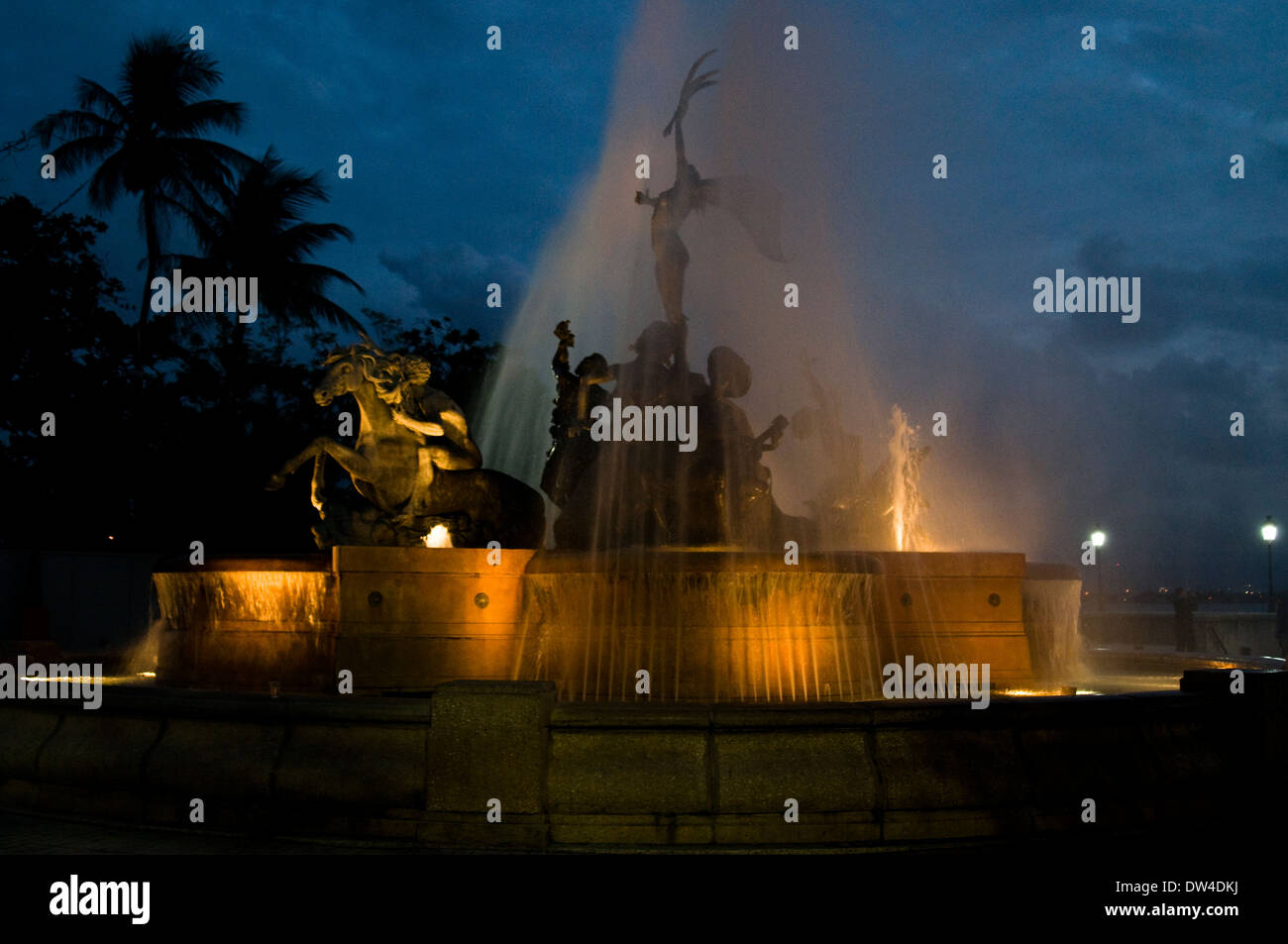 Fontaine 'Paseo de la Princesa' dans le vieux San Juan, Puerto Rico Banque D'Images