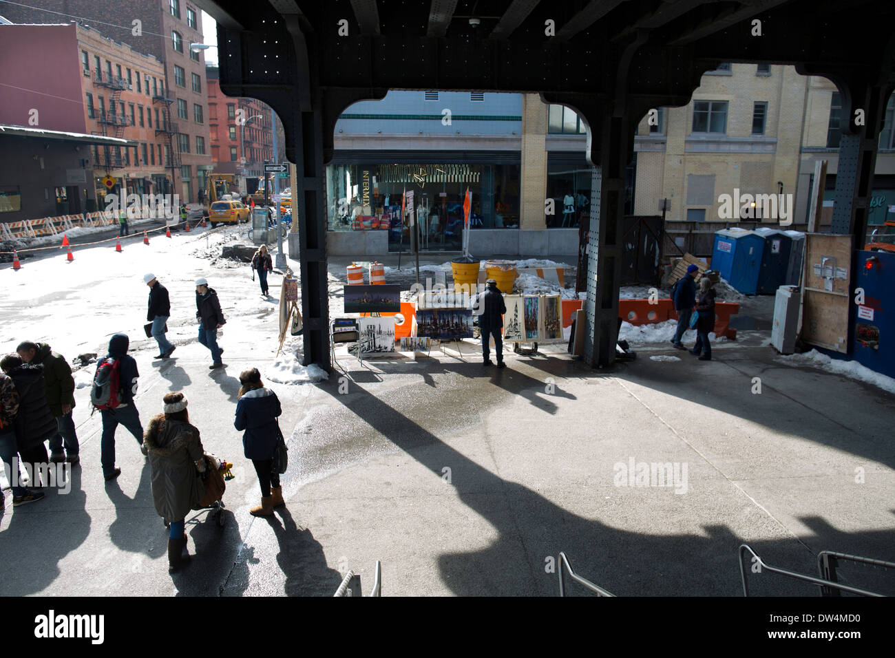 La ligne haute se termine à Gansevoort St Banque D'Images