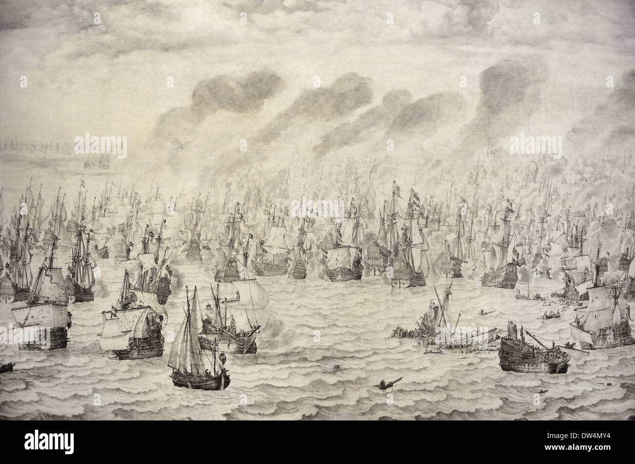 Willem van de Velde J1611-1693). Peintre hollandais. La bataille de Terheide, 1657. Rijksmuseum. Amsterdam. La Hollande. Banque D'Images
