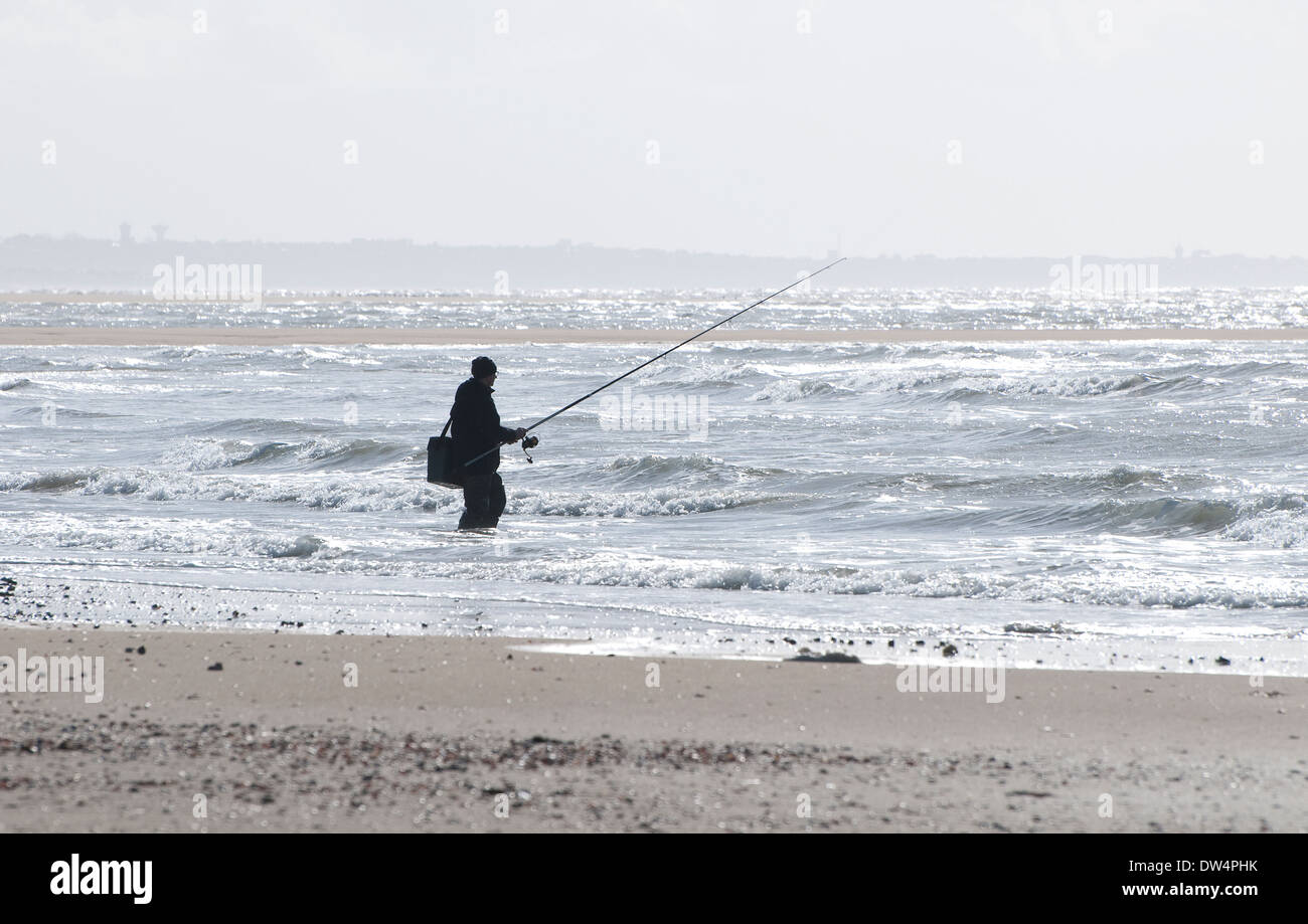 Pêcheur de mer, Agon Coutainville, Normandie, France Banque D'Images