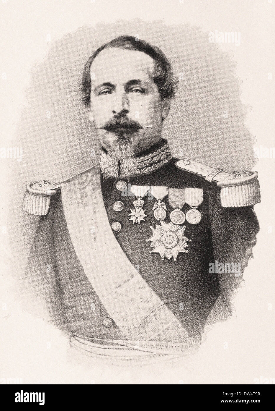 Portrait de l'empereur français Napoléon III - gravure XIX e siècle américain Banque D'Images