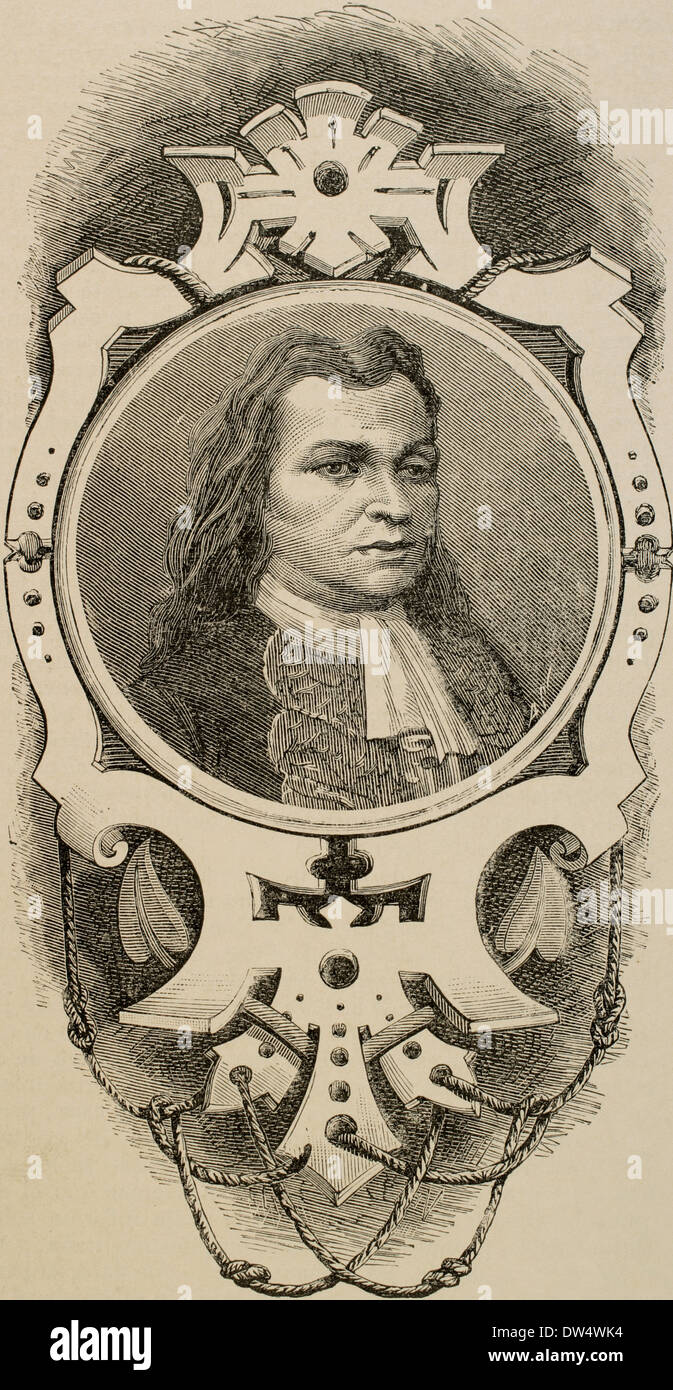 Blas de Lezo (1689-1741). L'amiral espagnol. Portrait. La gravure. Banque D'Images