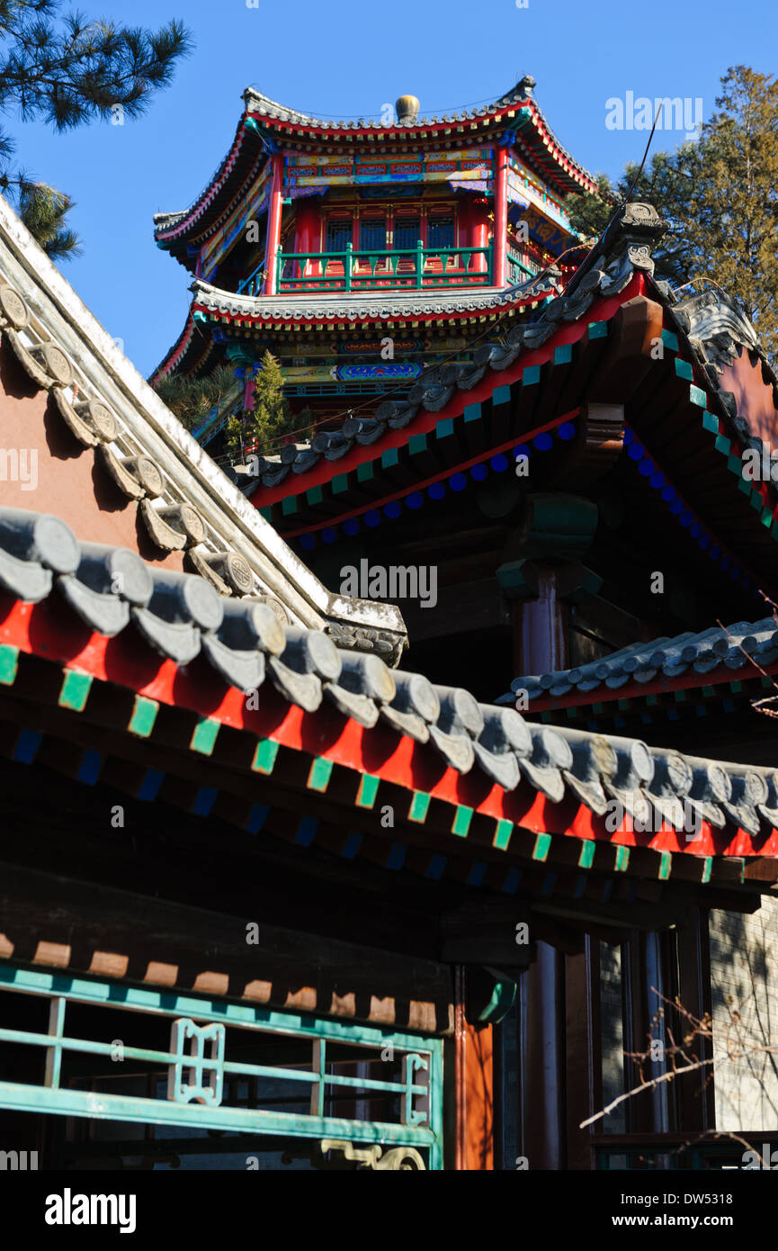 L'un des pavillons de Bishu "Shengfeng, l'Imperial Villa d'été à Chengde. La province de Hebei, Chine. Banque D'Images