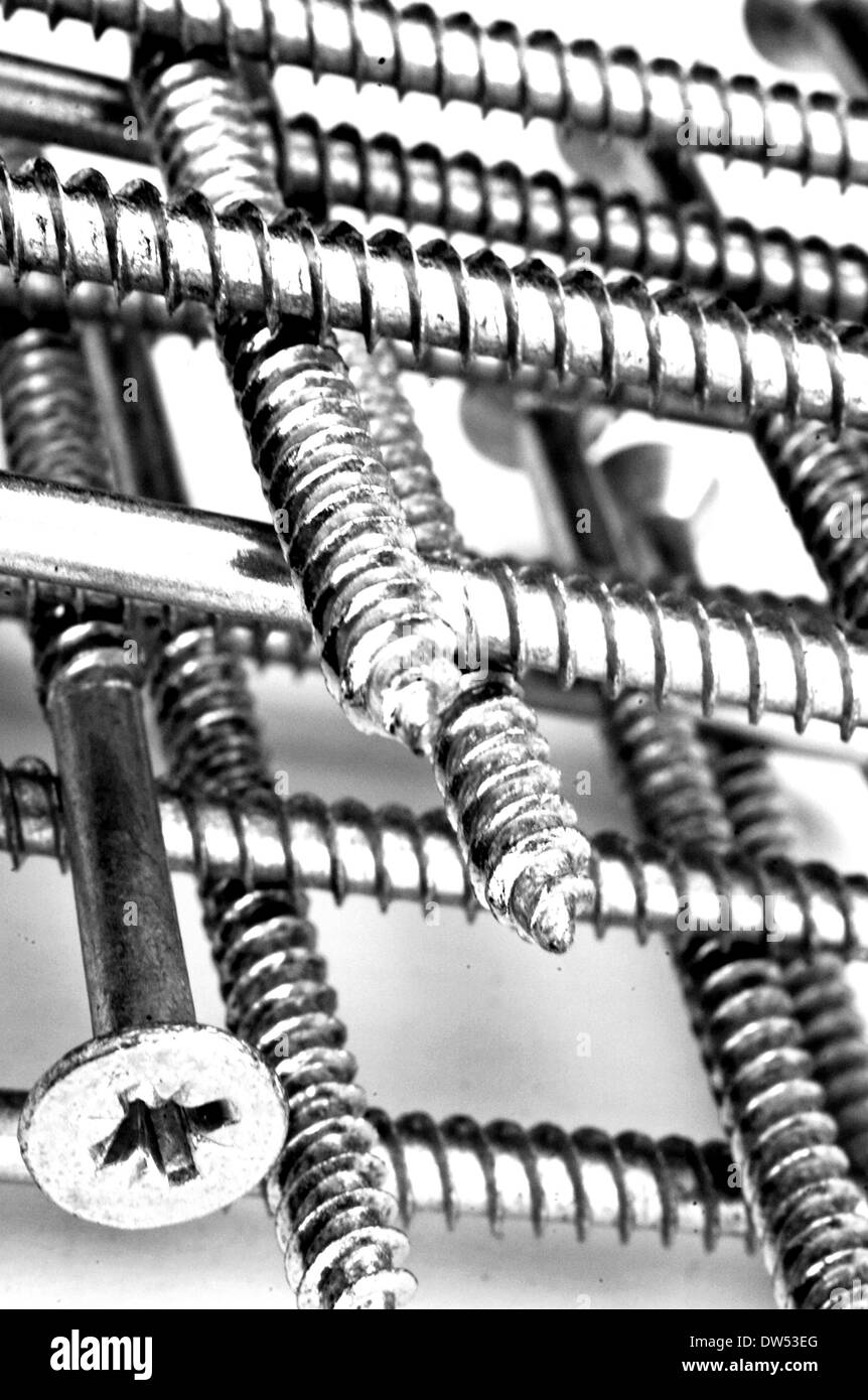 Résumé de l'image vis bois empilé en tas Banque D'Images