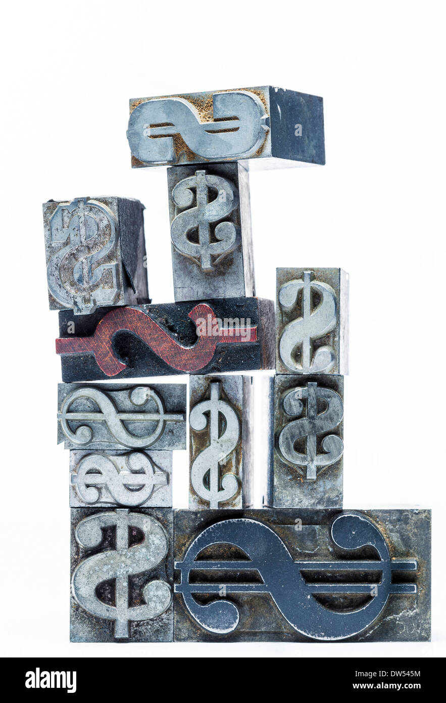 US Dollar sign type de métal Banque D'Images