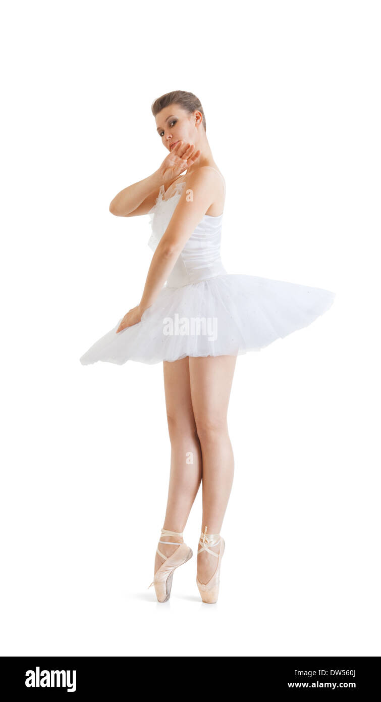 Belle ballerine en tutu classique sur fond blanc Banque D'Images