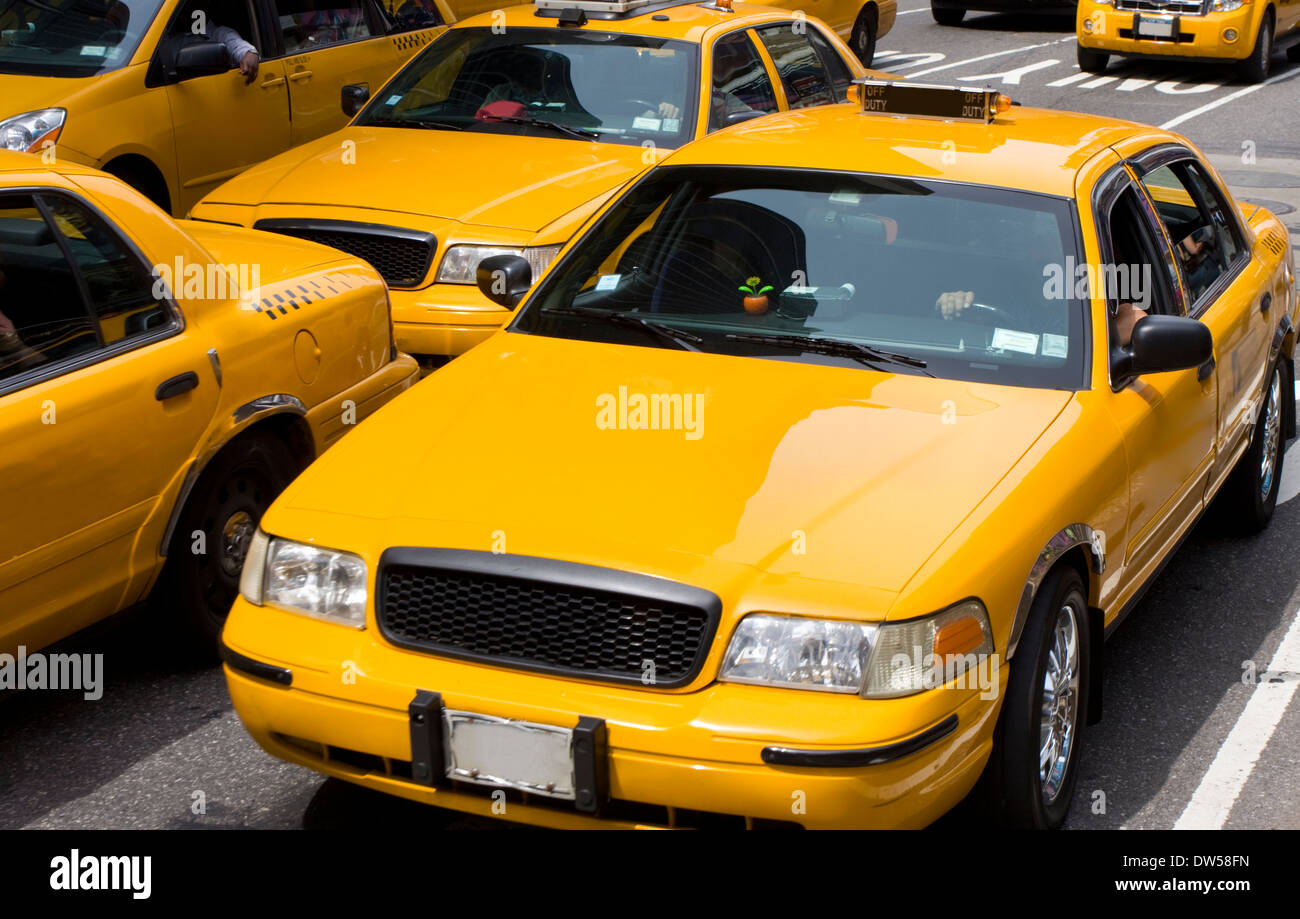 Taxi jaune, New York City Banque D'Images