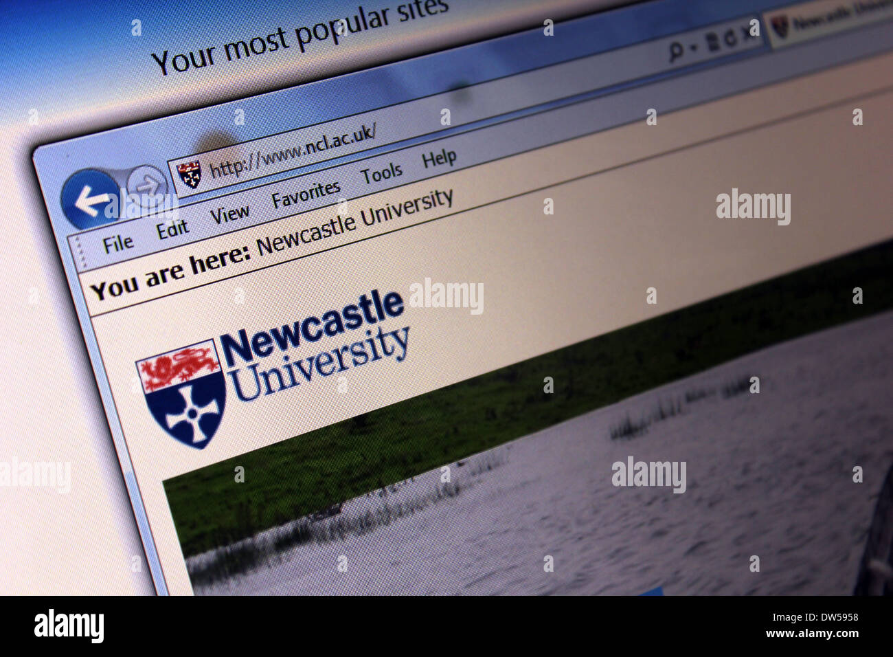 Site web de l'Université de Newcastle Banque D'Images