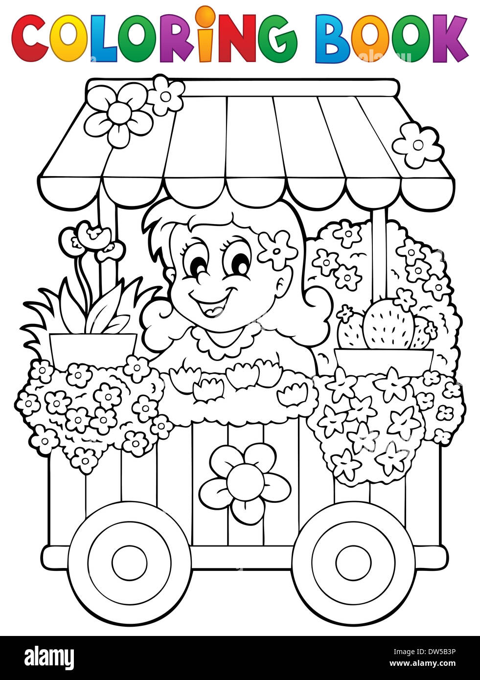 Boutique de fleurs à colorier Thème 1 - photo illustration. Banque D'Images
