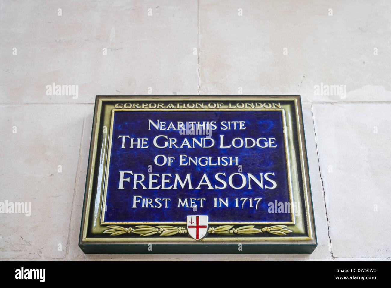 La grande loge de francs-maçons anglais 1717 - London, UK plaque Banque D'Images