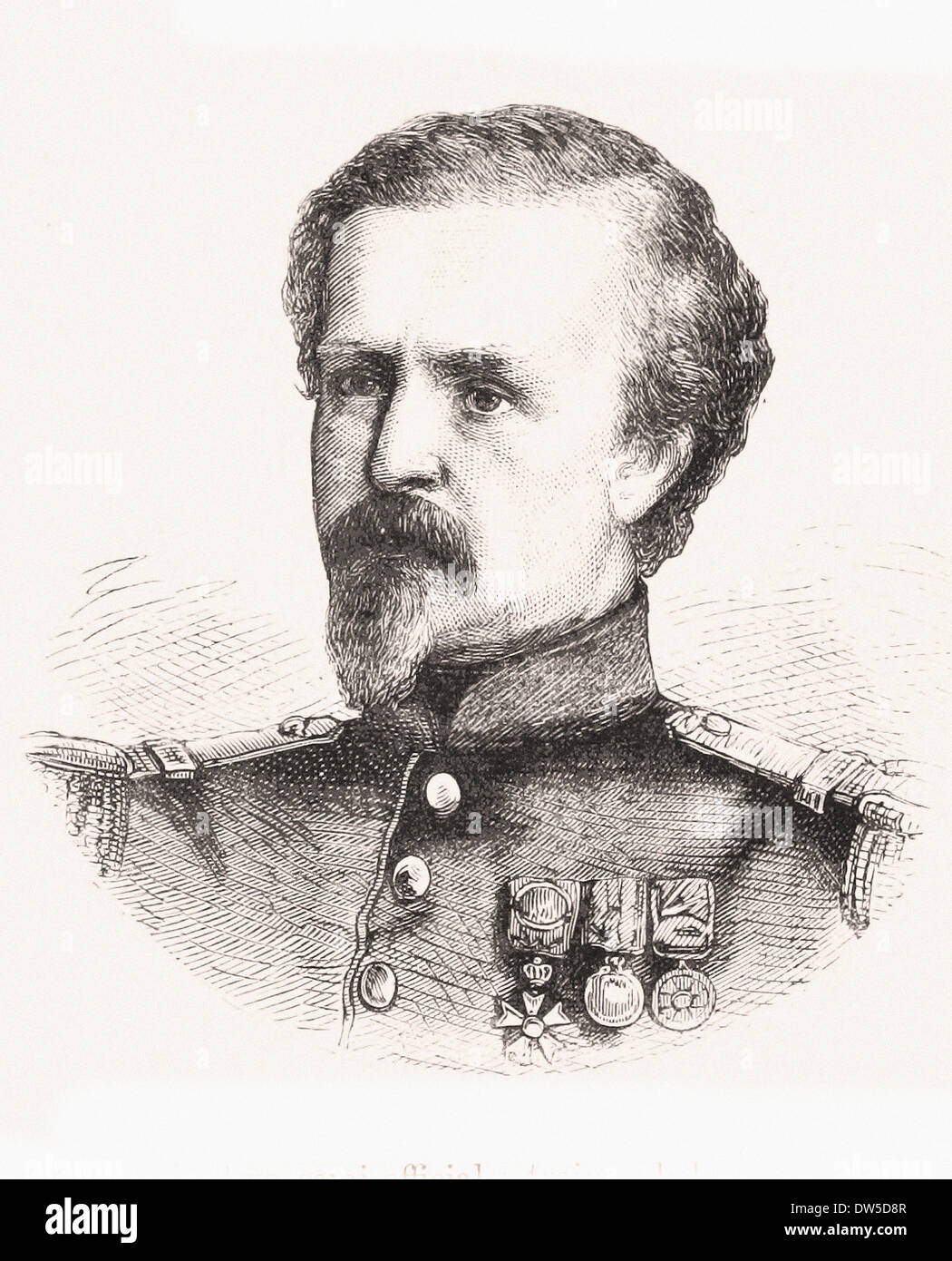 Portrait du Colonel Denfert-rochereau - Gravure XIX ème siècle Banque D'Images