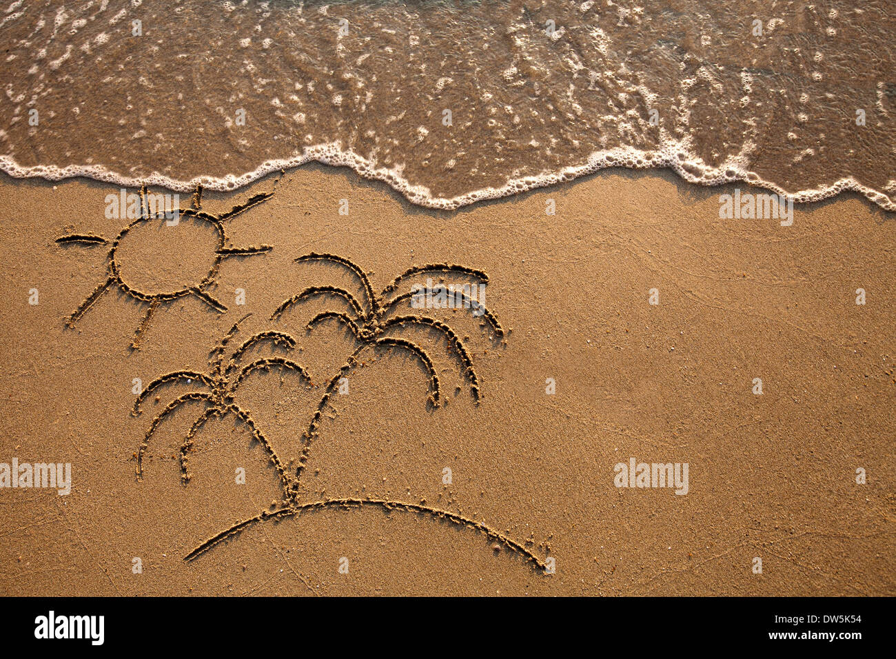 Fond de plage avec des palmiers Banque D'Images