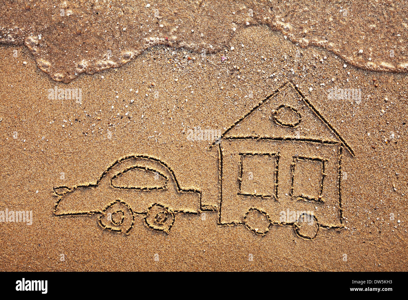 Déménagement ou voyage avec voiture caravane Banque D'Images