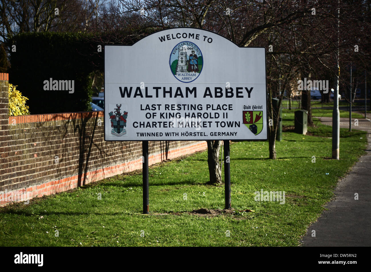 Bienvenue Sign in Waltham Abbey Banque D'Images