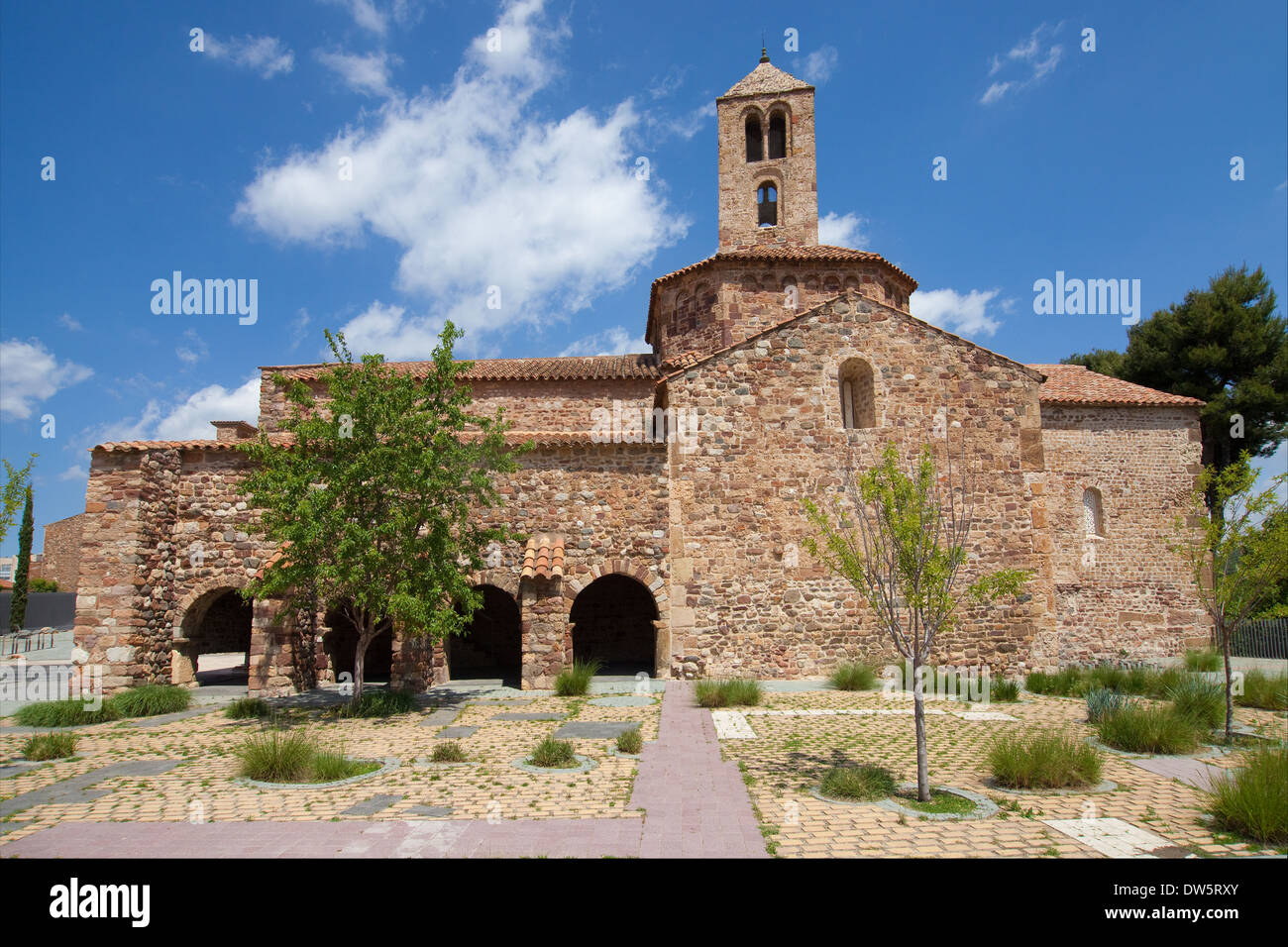 Église de Santa Maria, appartenant à l'ensemble monumental groupe d'églises de Sant Pere de Terrassa, en Catalogne. Banque D'Images