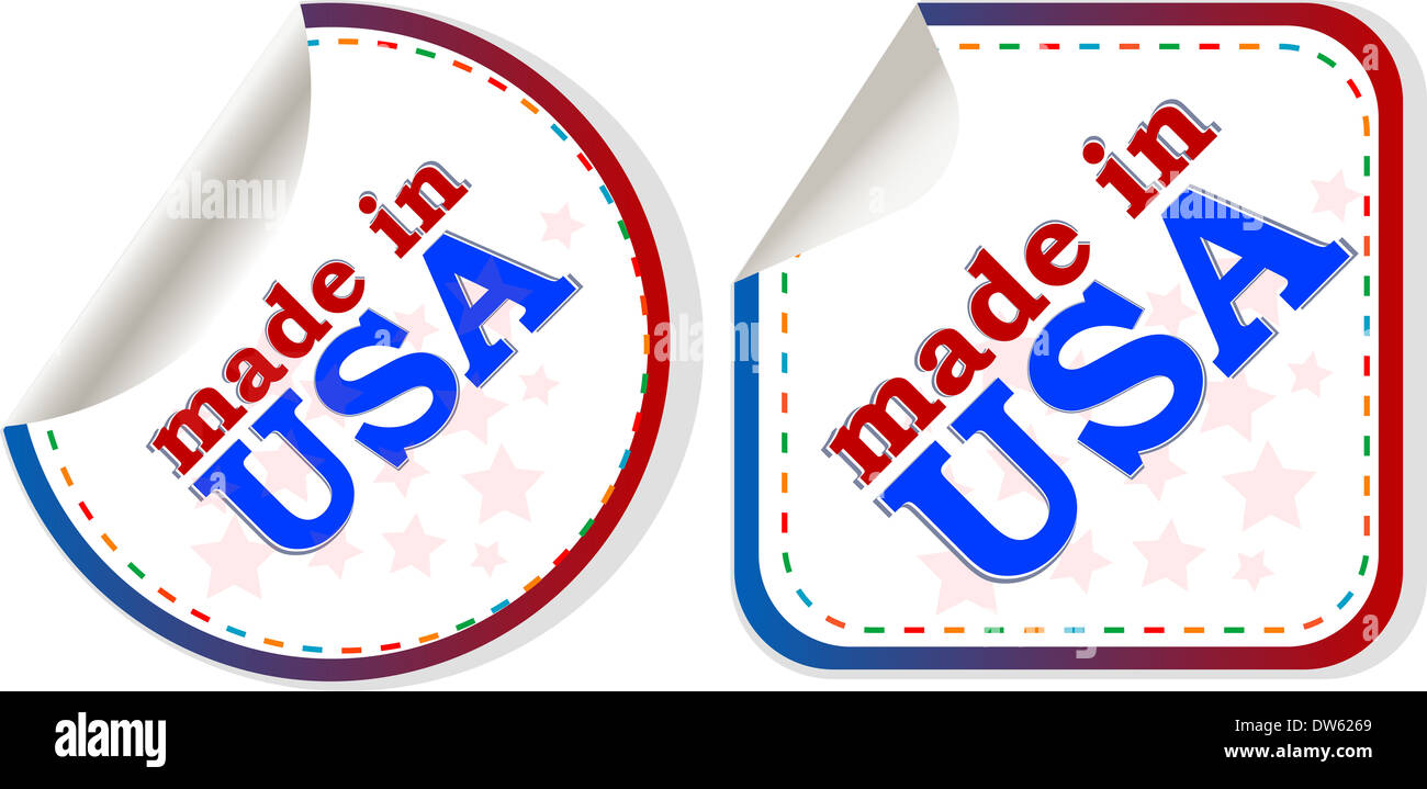 Autocollants set Made in USA, l'icône web Banque D'Images