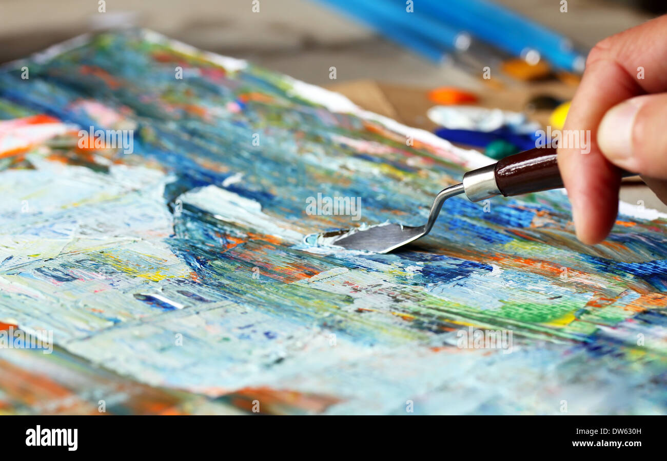 Art peinture avec couteau à palette Banque D'Images