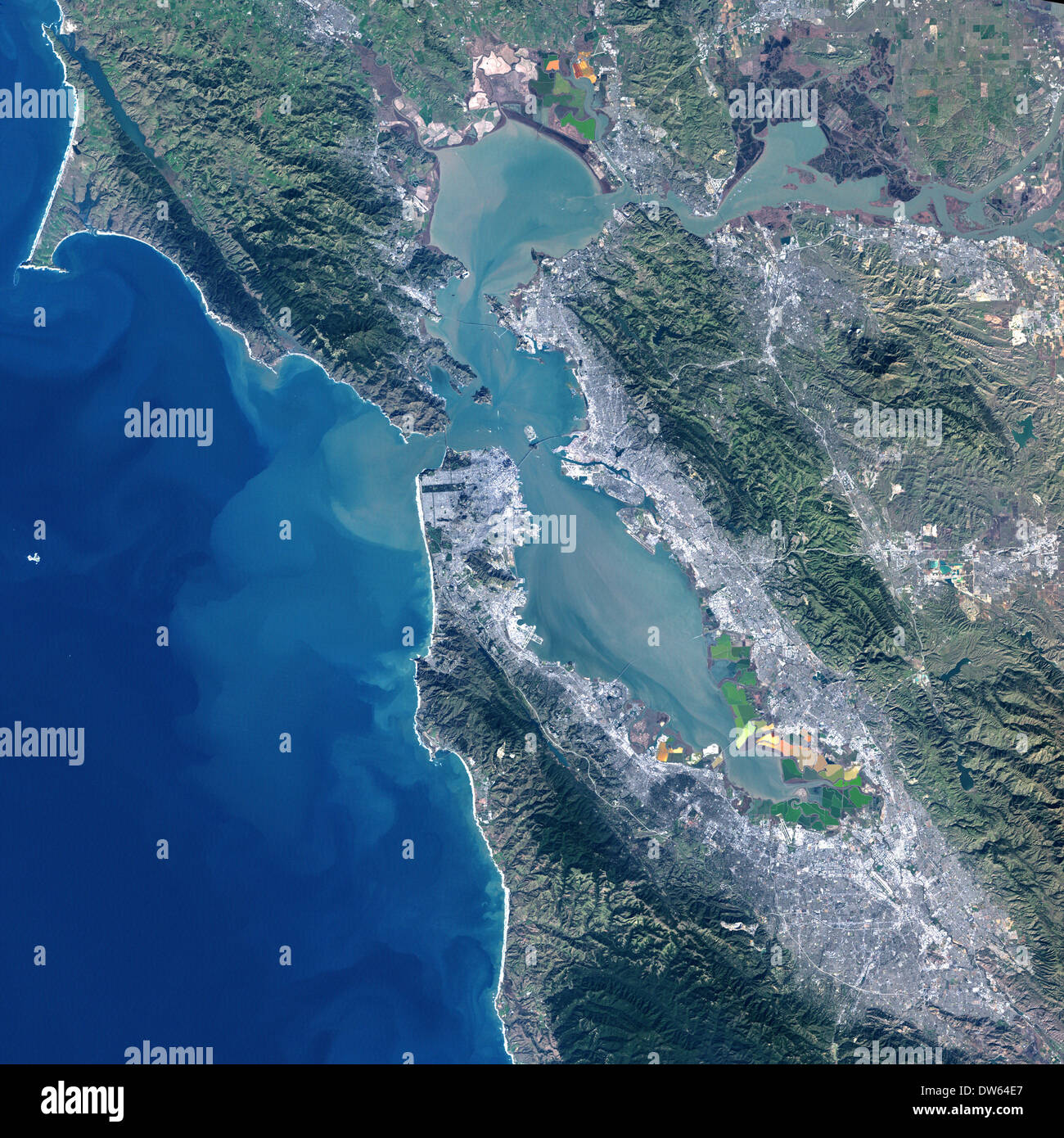 Baie de San Francisco, Californie vu de l'espace. Banque D'Images