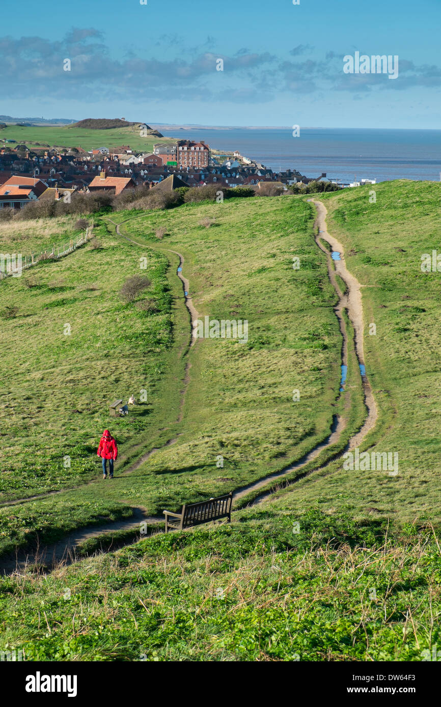 Sentier du littoral North Norfolk Beeston croissant Bump, North Norfolk, Angleterre, Banque D'Images