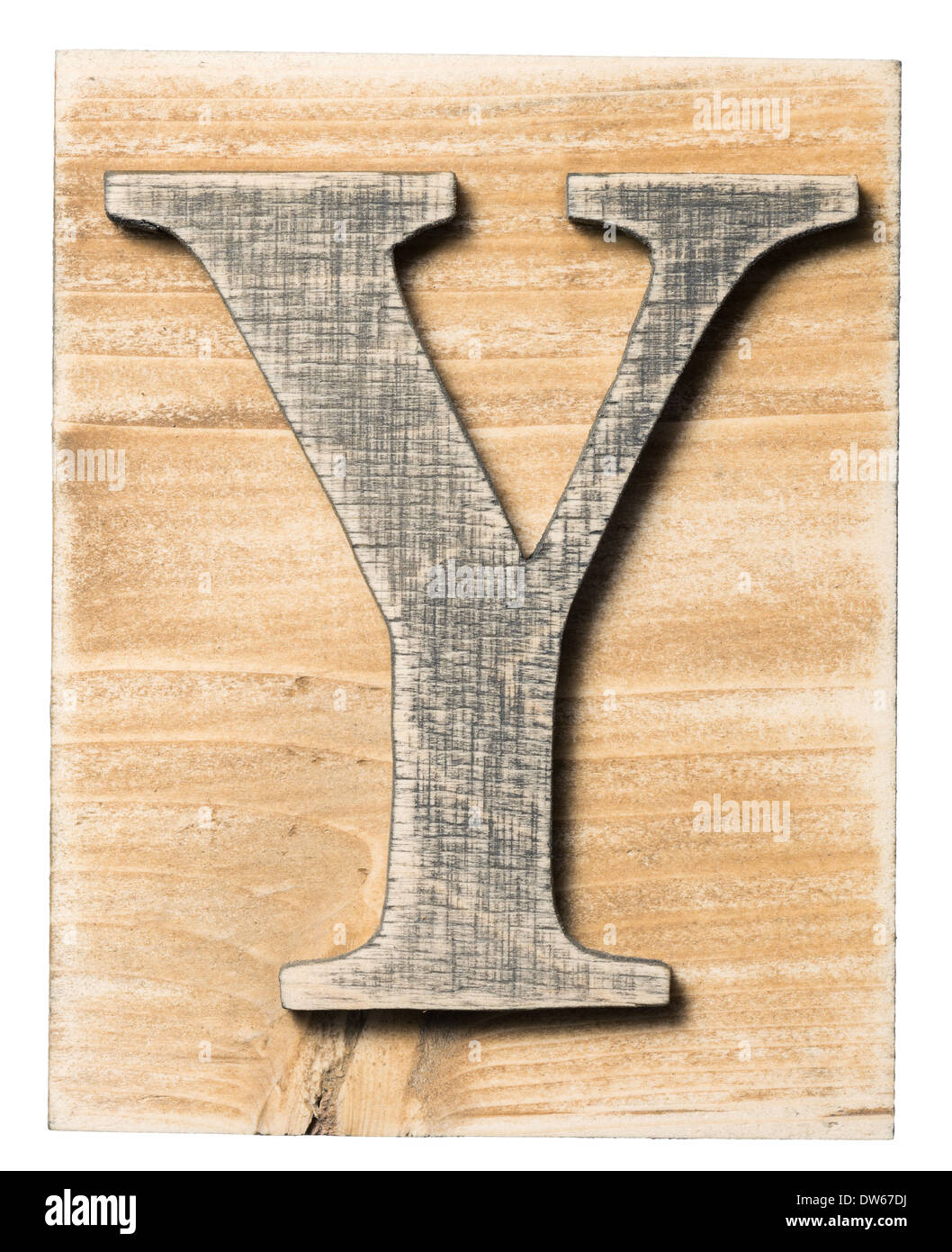 L'alphabet en bois lettre bloquer isolated on white Banque D'Images