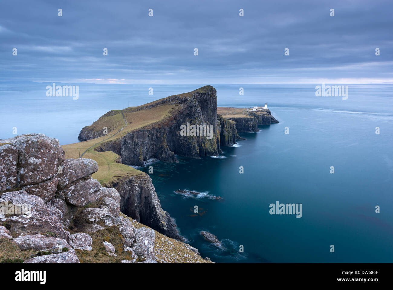 Neist Point, la plus occidentale de l'île de Skye, Écosse, Hébrides intérieures. Hiver (décembre) 2013. Banque D'Images