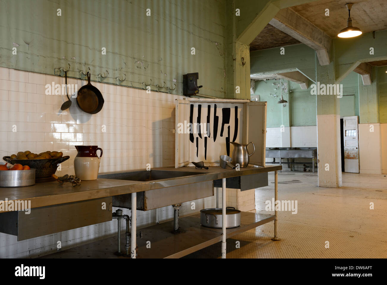 Exposition Cuisine île Alcatraz prison à sécurité maximale de la prison de san francisco tourisme pénitentiaire Banque D'Images