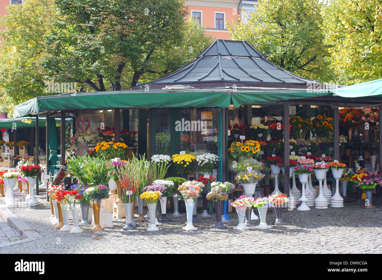 Flower stall Wroclaw Solny Square Banque D'Images