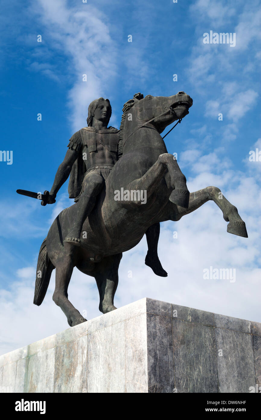 Statue d'Alexandre le Grand à la ville de Thessalonique en Grèce Banque D'Images